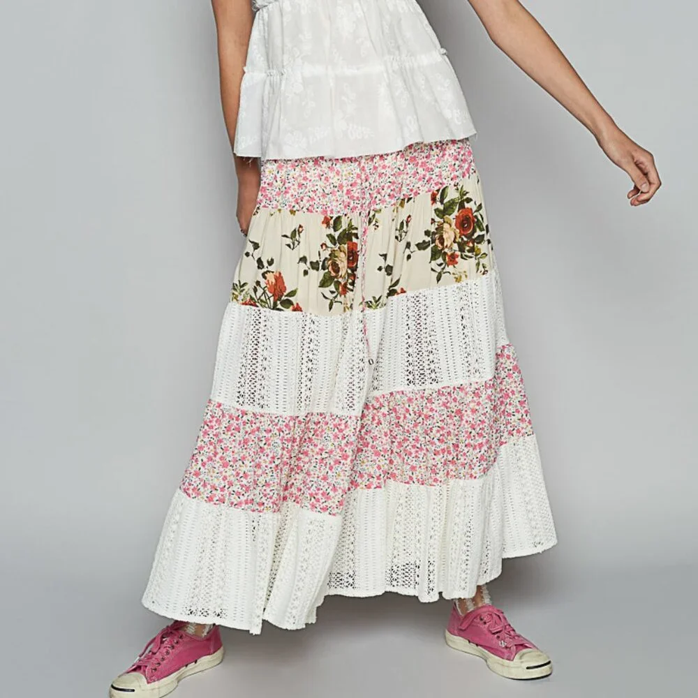 POL Floral Skirt in Ivory Multi - Picture 4 of 6